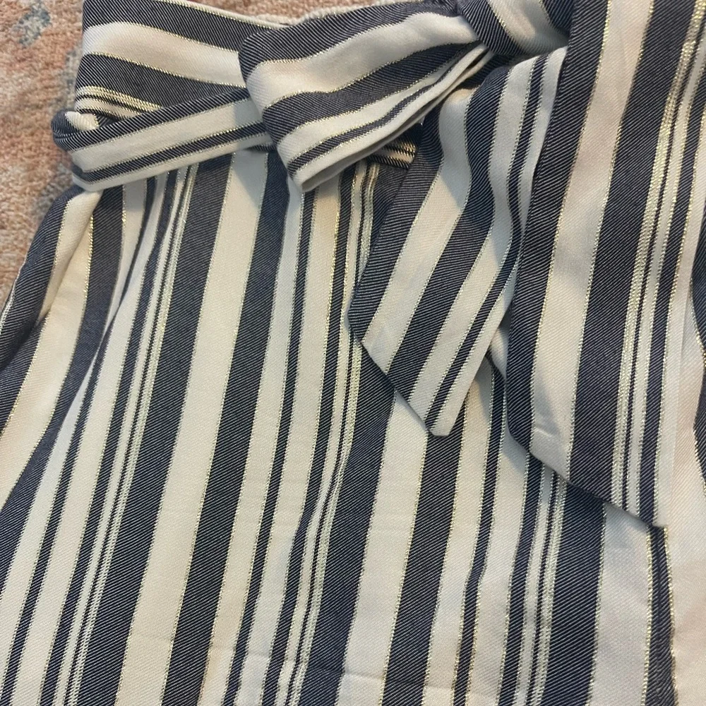 NWT Striped Wide-Leg Pants with Bow Tie - Picture 3 of 4